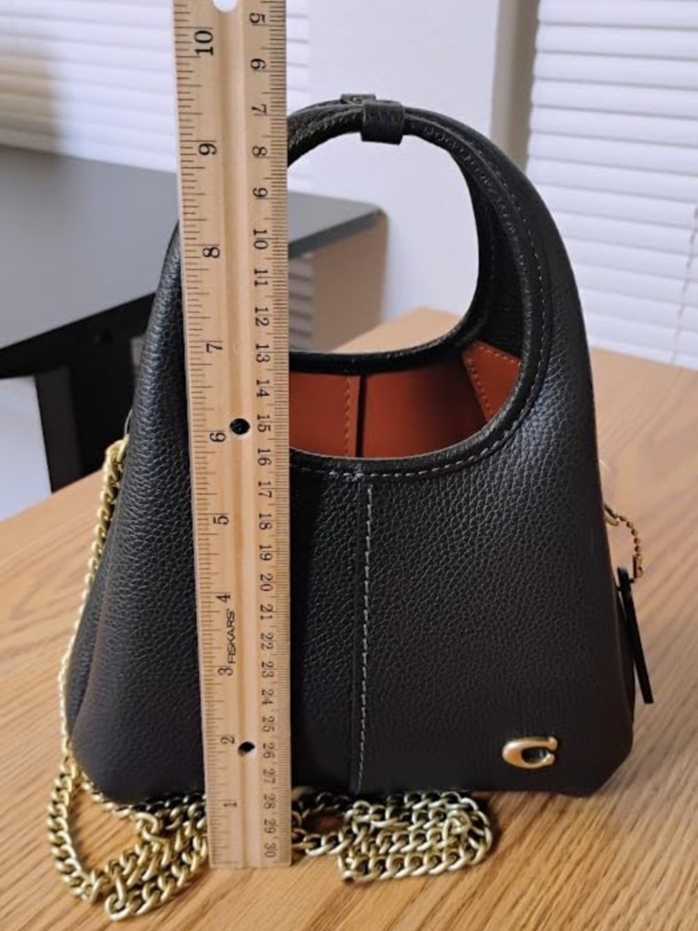 New Coach Black Pebbled Leather Lana 19 Mini Handbag with Gold Accent - Picture 9 of 11